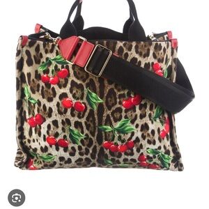 Authentic Dolce & Gabbana Cherry Leopard Shoulder Bag